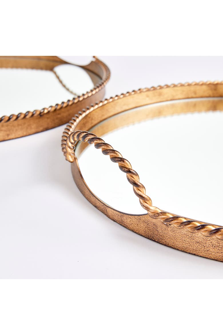 Braiden Decorative Mirrored Trays Set of 2, Alternate, color, Gold