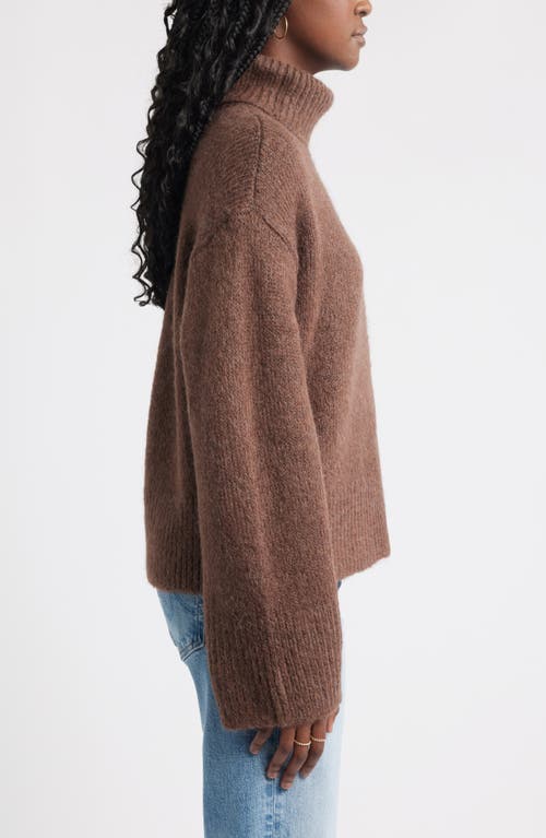 Treasure & Bond Fuzzy Turtleneck Sweater In Brown