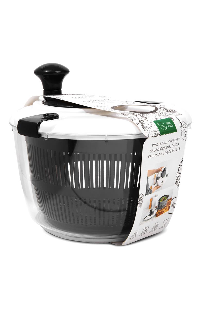 Core Home 5-Liter Salad Spinner, Alternate, color, Onyx