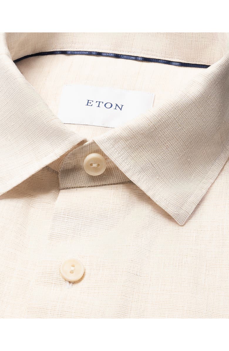 Eton Regular Fit Linen Dress Shirt, Alternate, color, Light Beige