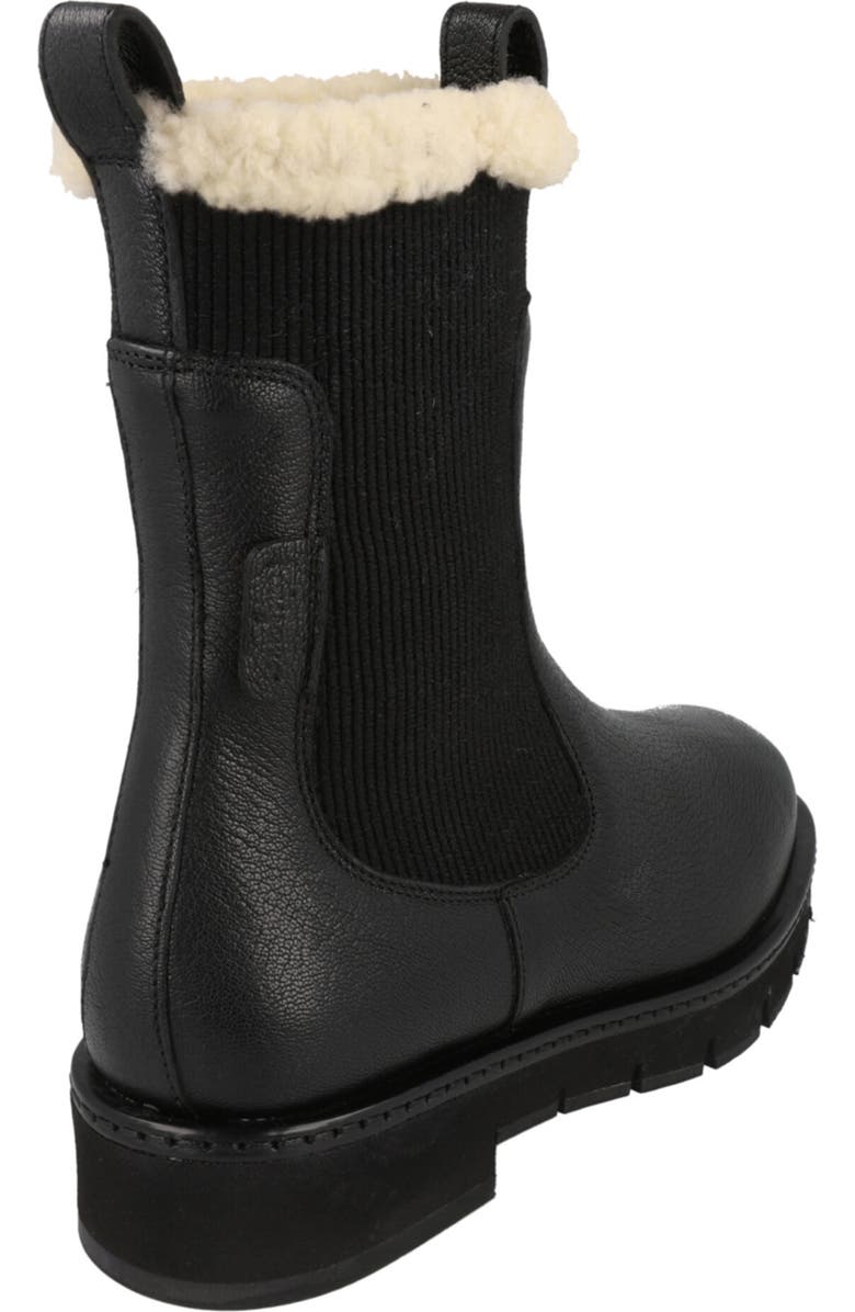 FERRAGAMO Rook Genuine Shearling Trim Leather Boot, Alternate, color, Black