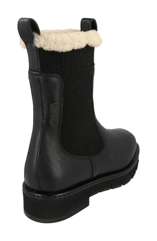 Ferragamo Rook Genuine Shearling Trim Leather Boot In Black