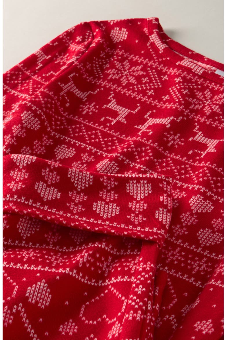 Kids' Brushed Jersey Pajamas, Alternate, color, RED PINK FESTIVE FAIRSLE
