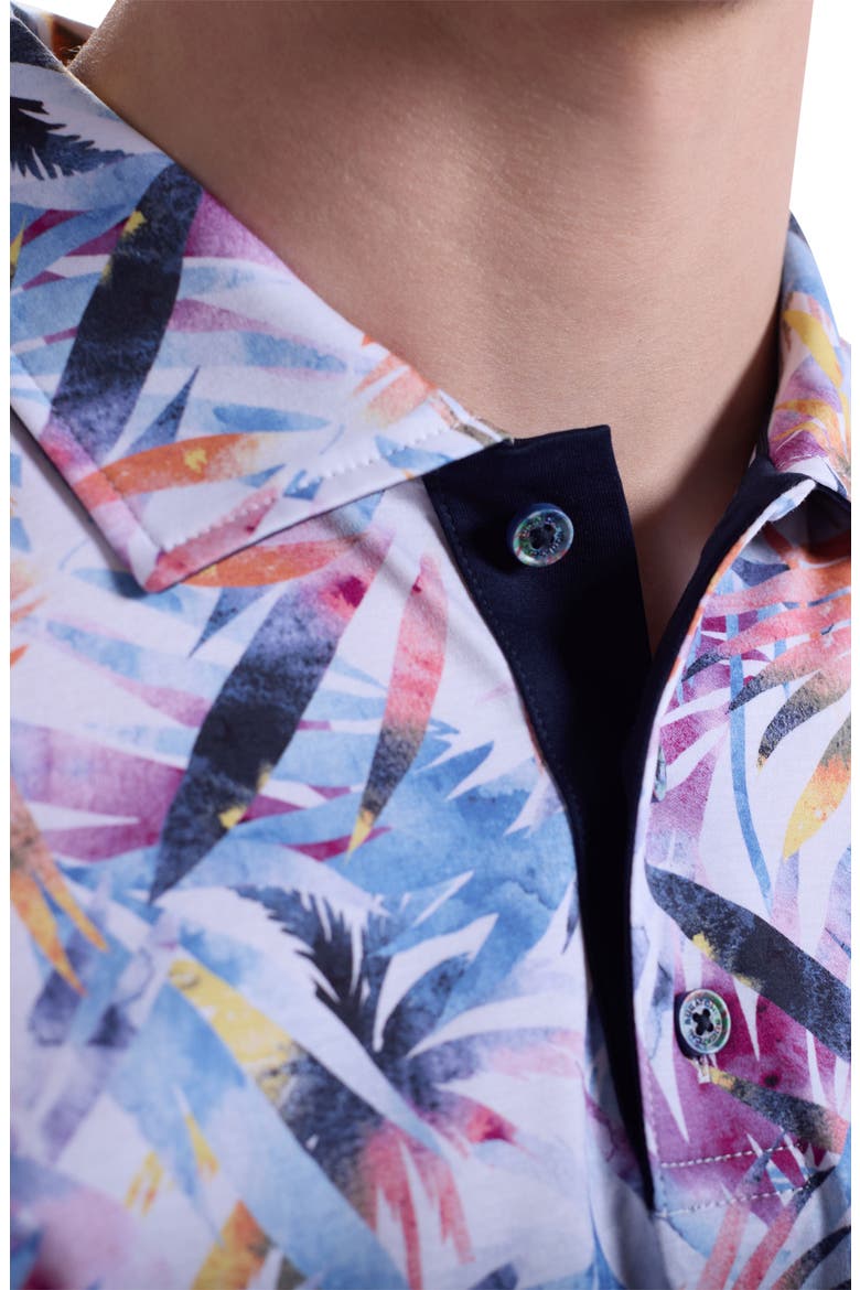 Hendrix Digital Abstract Palm Print Pima Cotton Polo, Alternate, color, PINK