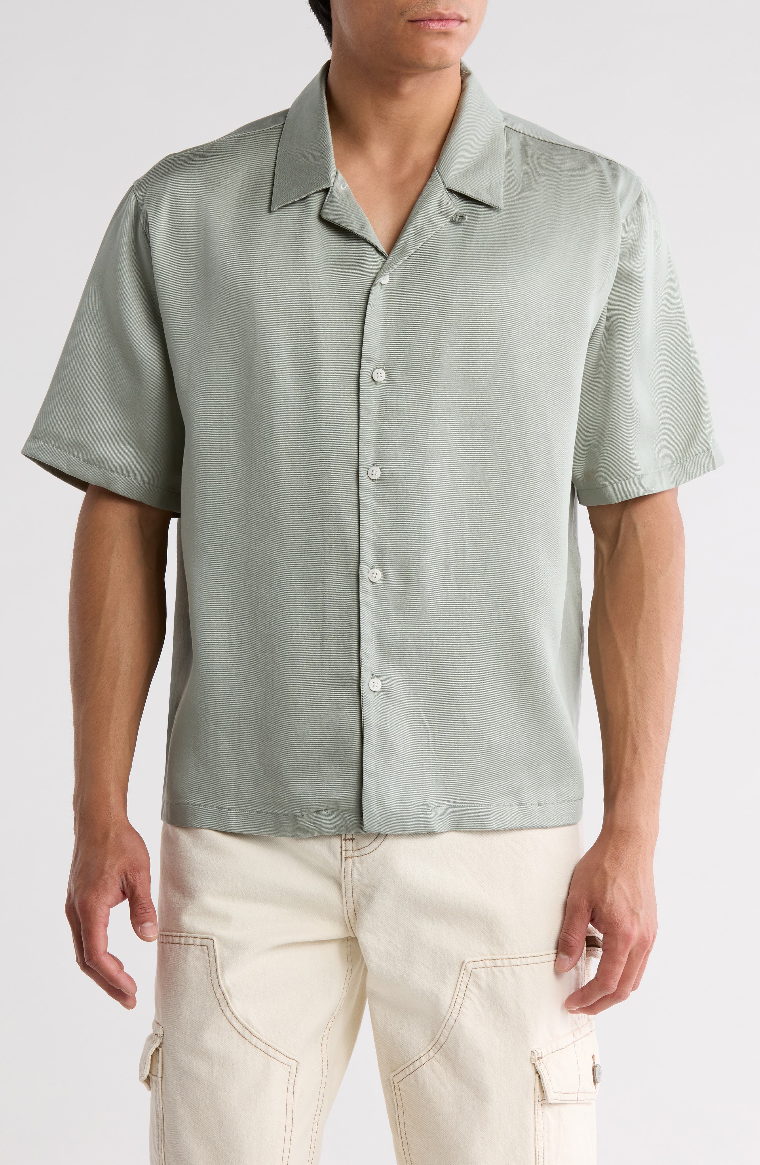 oversized satin button down shirt