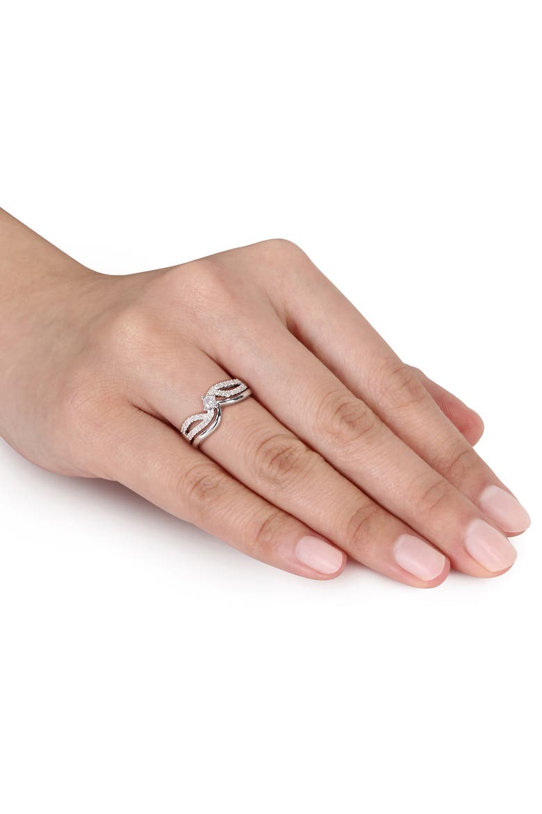 Diamond Bridal Ring Set Sterling Silver, Alternate, color, Sterling Silver