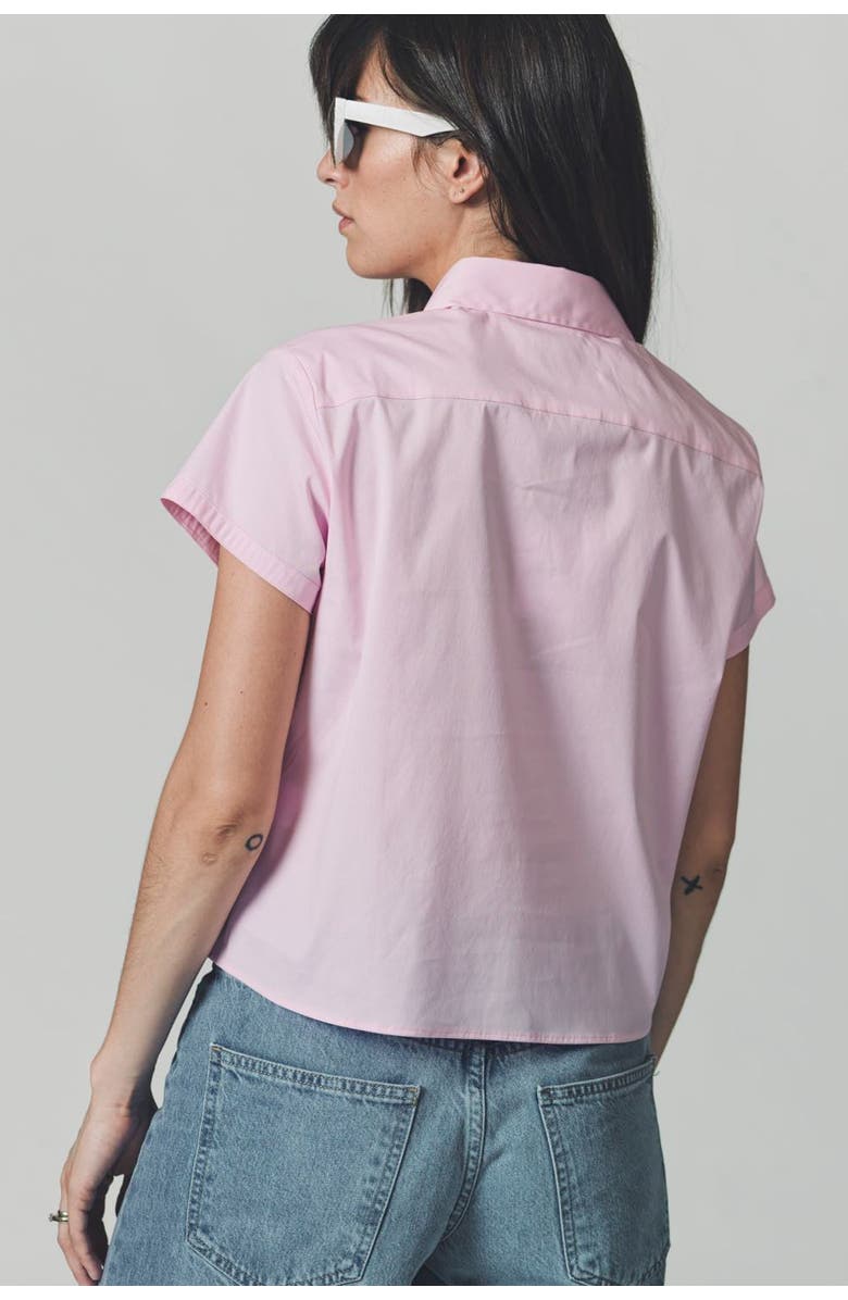 The Shirt by Rochelle Behrens The Boxy Cropped Short Sleeve Shirt, Alternate, color, Light Pink