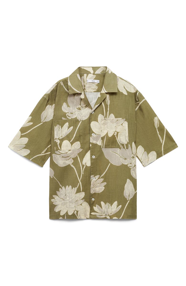 MANGO Floral Cotton Camp Shirt, Main, color, 