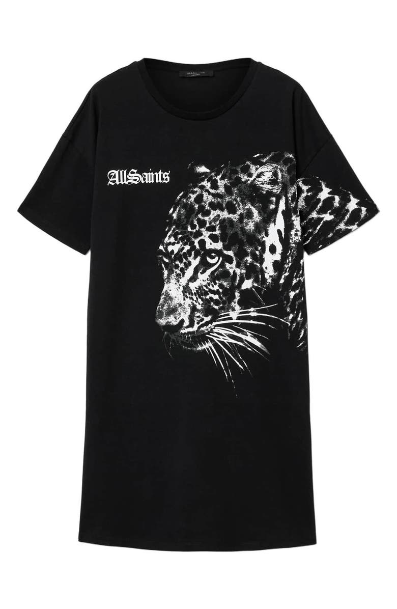 AllSaints Zaya Graphic Print Cotton T-Shirt Dress, Alternate, color, Black