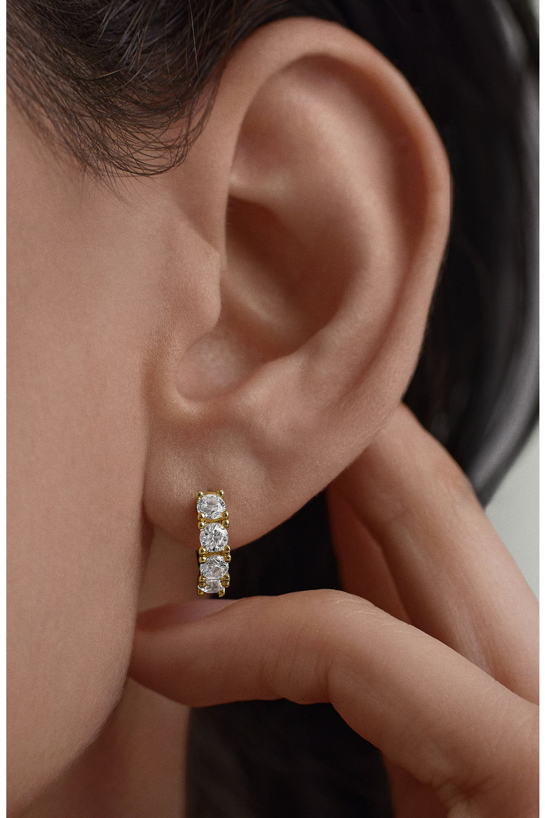 Lab Grown Sapphire Huggie Earrings, Alternate, color, 18K Gold Vermeil