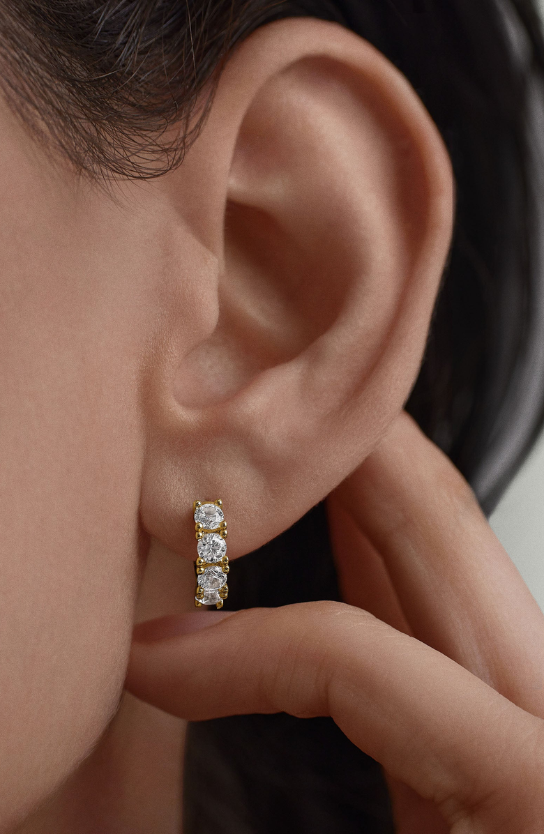 MEJURI Lab Grown Sapphire Huggie Earrings, Alternate, color, 18K Gold Vermeil