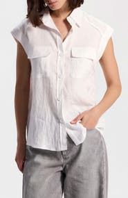 Ronen Chen Short-Sleeve Linen Button-Up Shirt