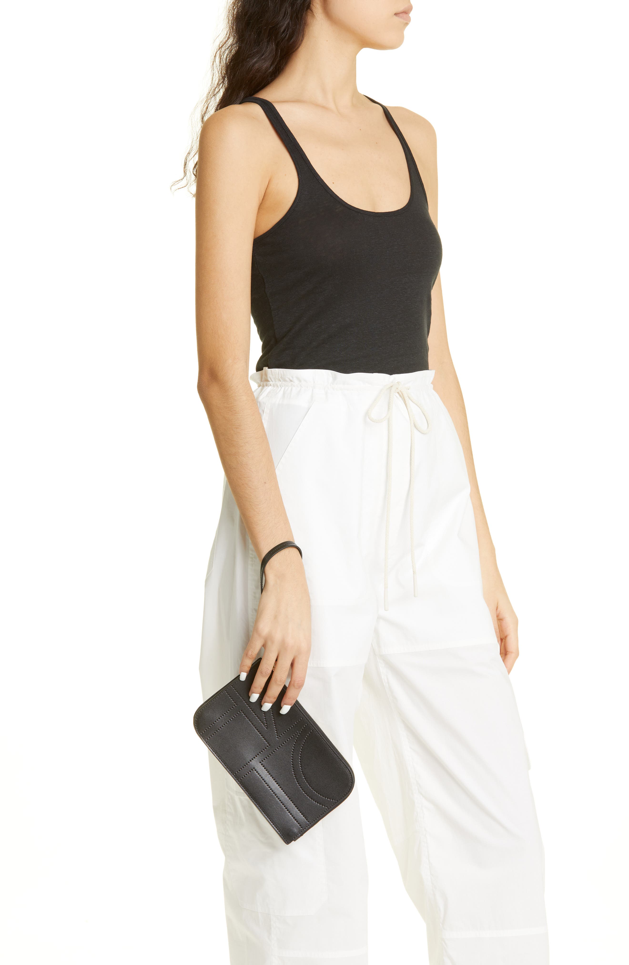 TOTEME Monogram Leather Wristlet, Alternate, color, 