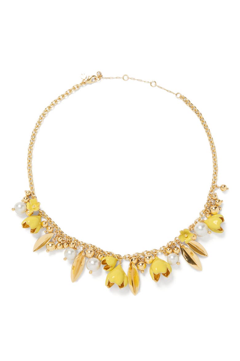 golden bloom statement necklace, Main, color, YELLOW