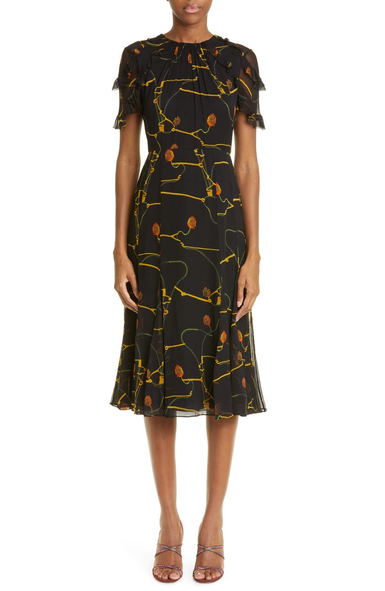 Jason Wu Collection Floral Crinkle Silk Chiffon Dress, Main, color,