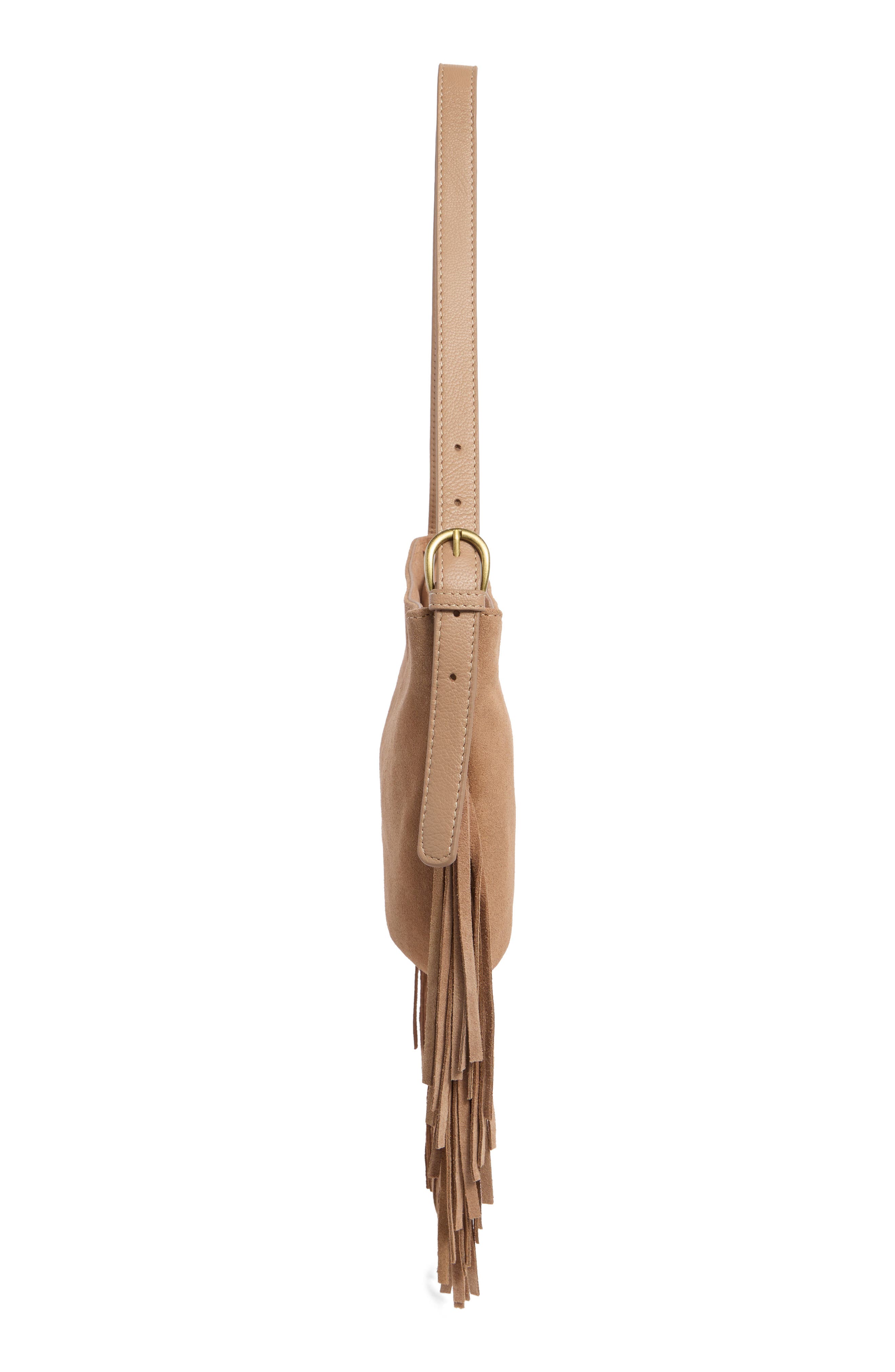 Ivy Fringe Suede Shoulder Bag, Alternate, color, TUSCANY SOFT COW SUEDE