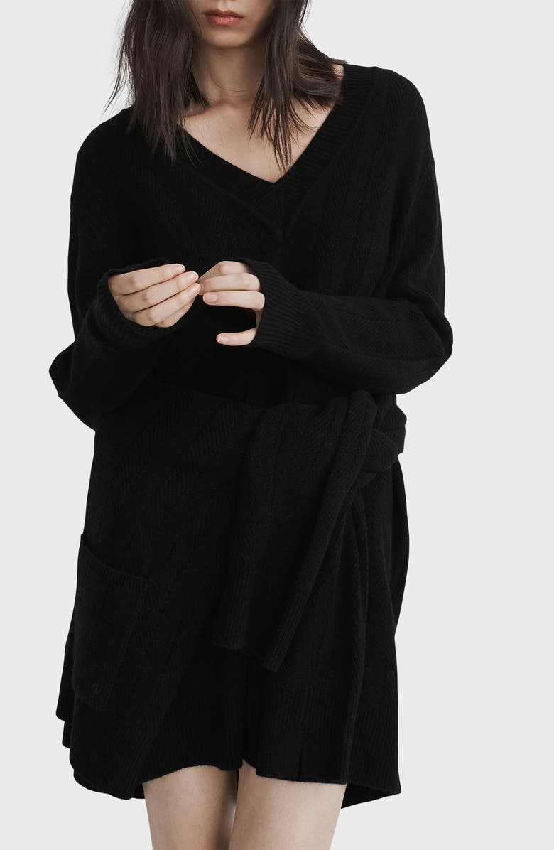 rag & bone Durham Cashmere Sweater Dress, Alternate, color, Black