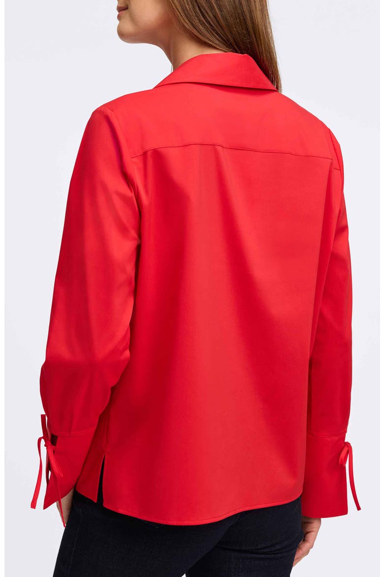 Carla Tie Cuff Cotton Blend Popover Top, Alternate, color, SIMPLY RED