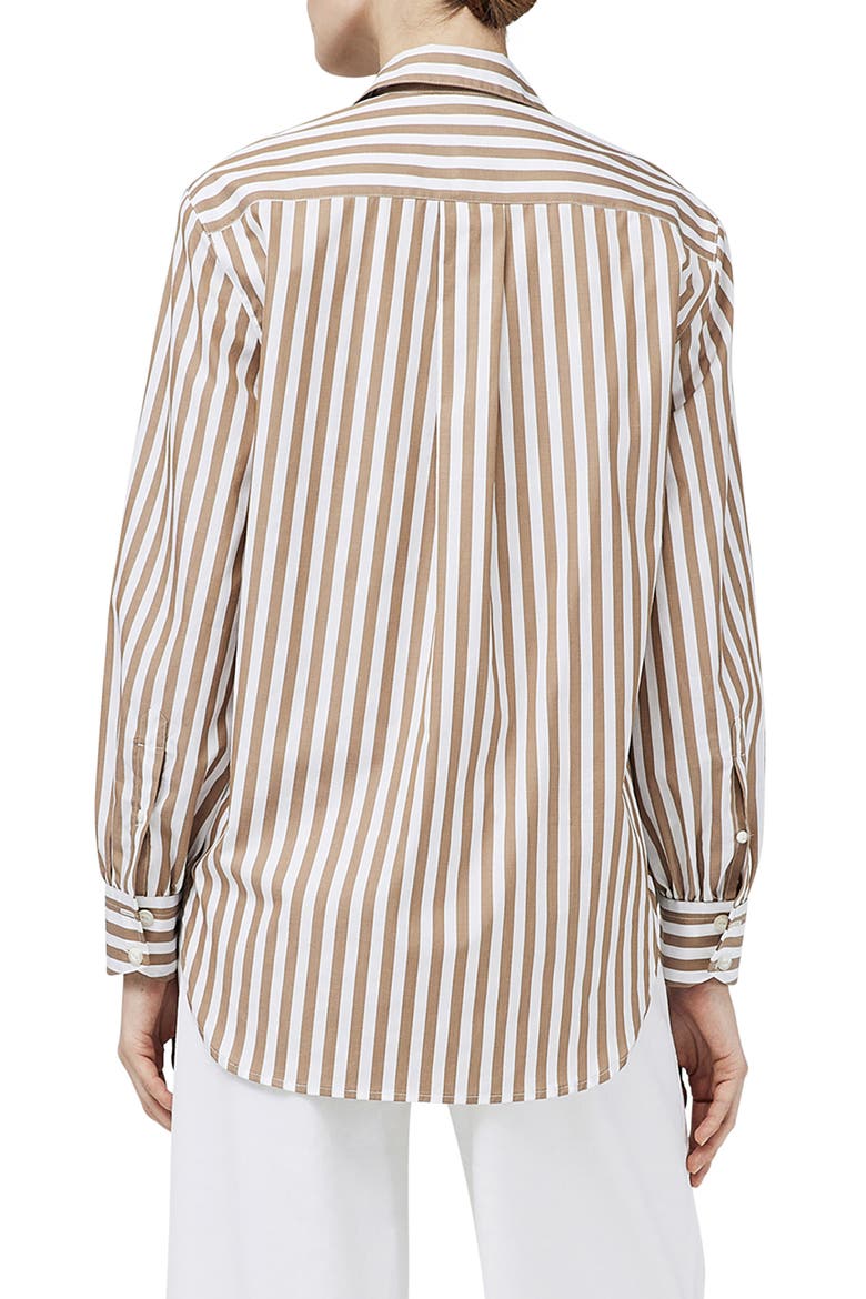 Maxine Stripe Cotton Button-Up Shirt, Alternate, color, BROWN STRIPE