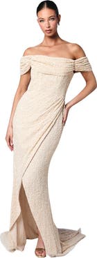Coast Sequin Bardot Maxi Bridesmaid Dress
