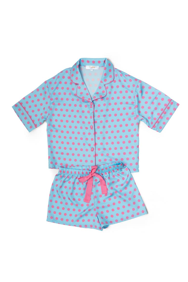 Kids Silky Polka Pop Short Sleeve Short Set, Main, color, Polka Pop