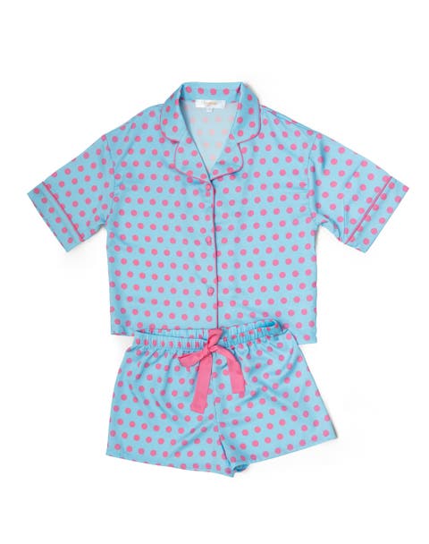Kids Silky Polka Pop Short Sleeve Short Set