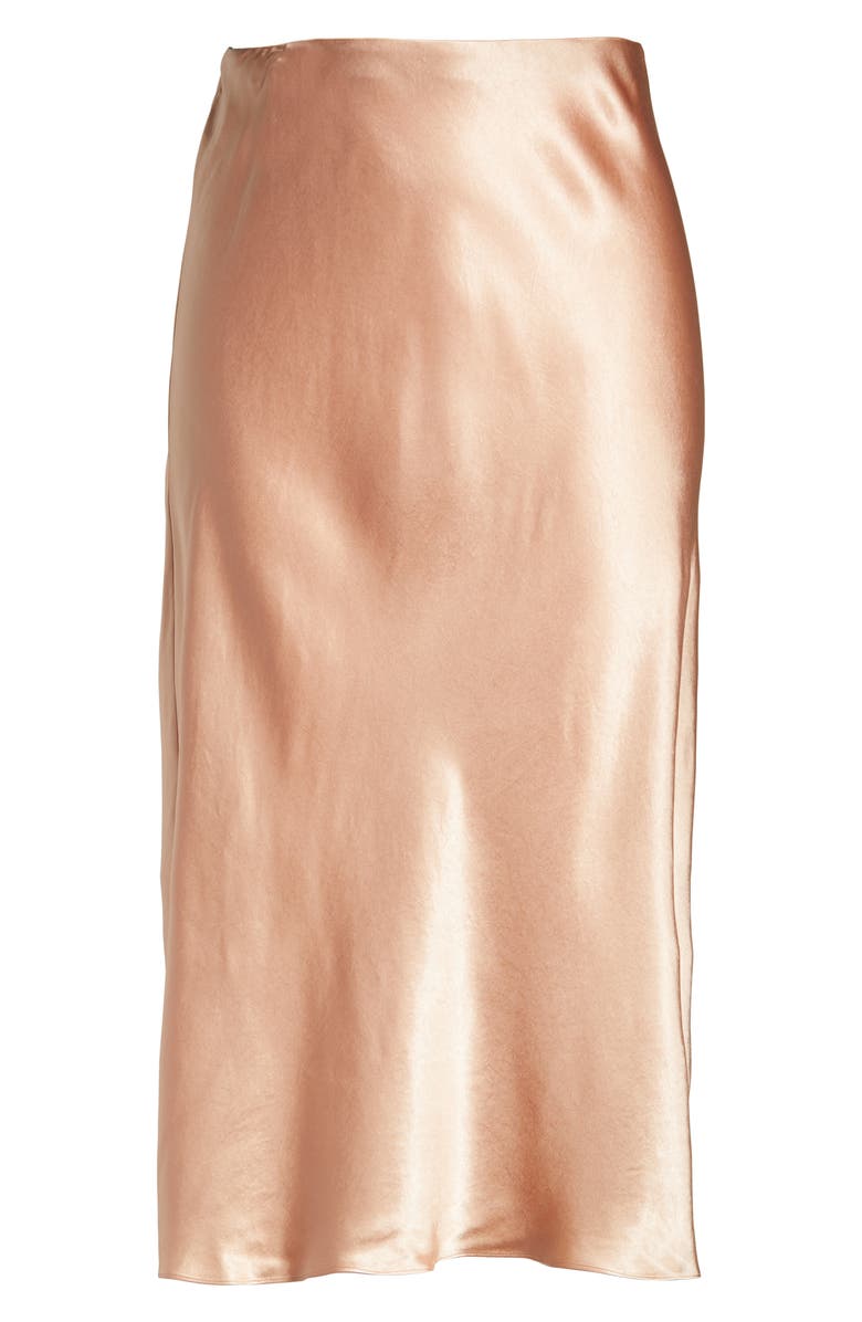Vince Side Slit Satin Midi Skirt, Alternate, color,