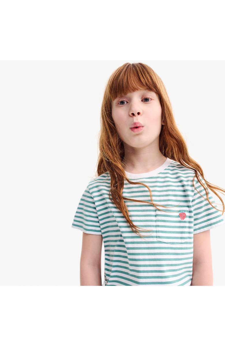 Primary Kids Embroidered Pocket Tee In Stripe, Alternate, color, 