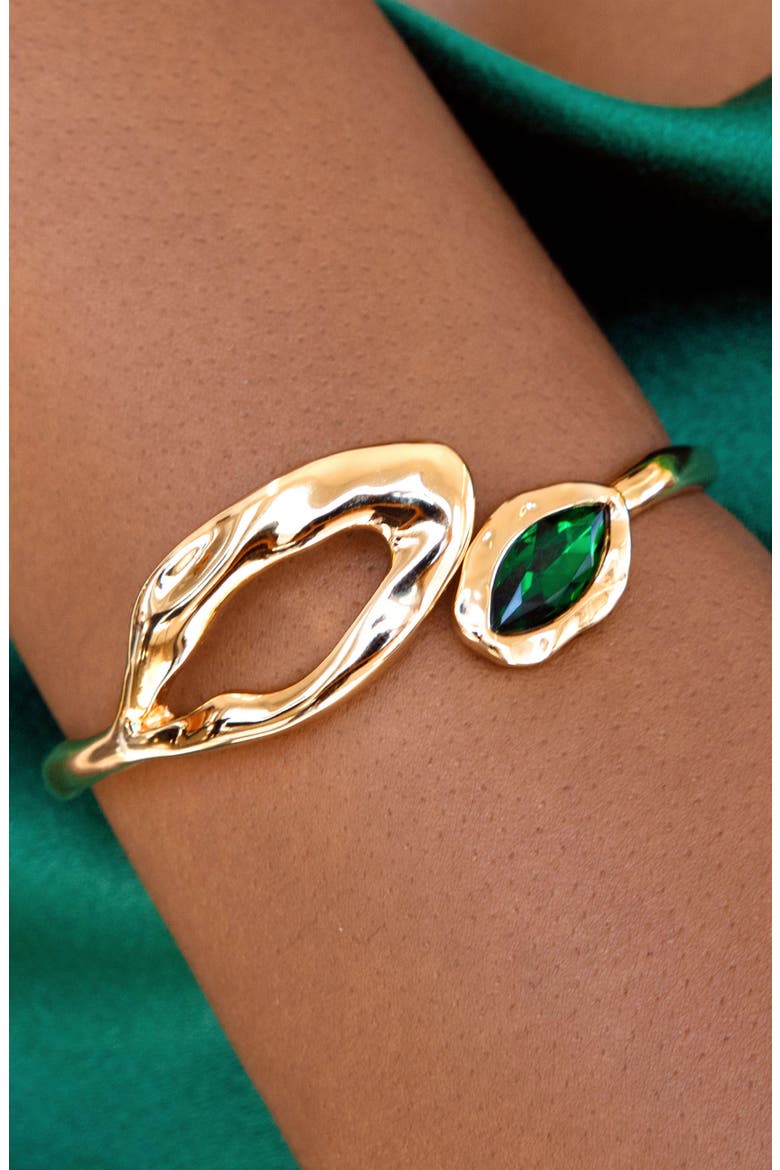 Molten Marquise Crystal Hinge Cuff Bracelet, Alternate, color, GREEN