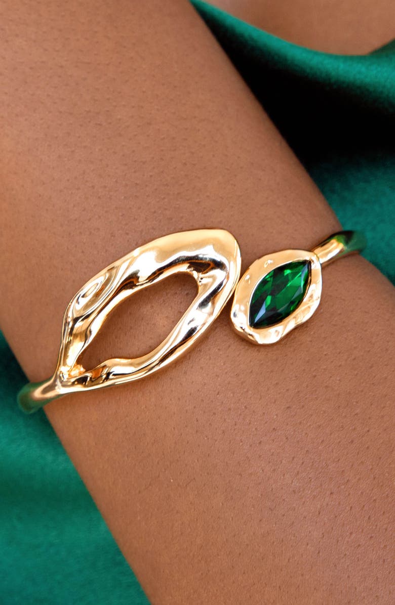 Ettika Molten Marquise Cuff Bracelet, Alternate, color, Green