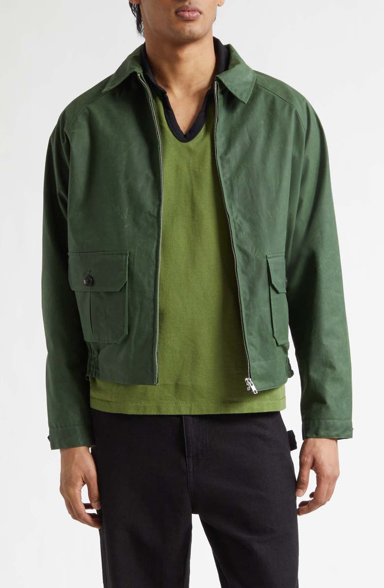 Bode Waxed Cotton Coach's Jacket, Main, color, Green