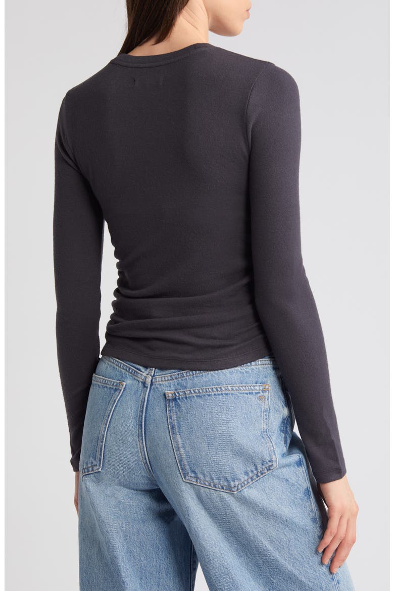 Long Sleeve Ruched Brushed Jersey Top, Alternate, color, BLACK COAL