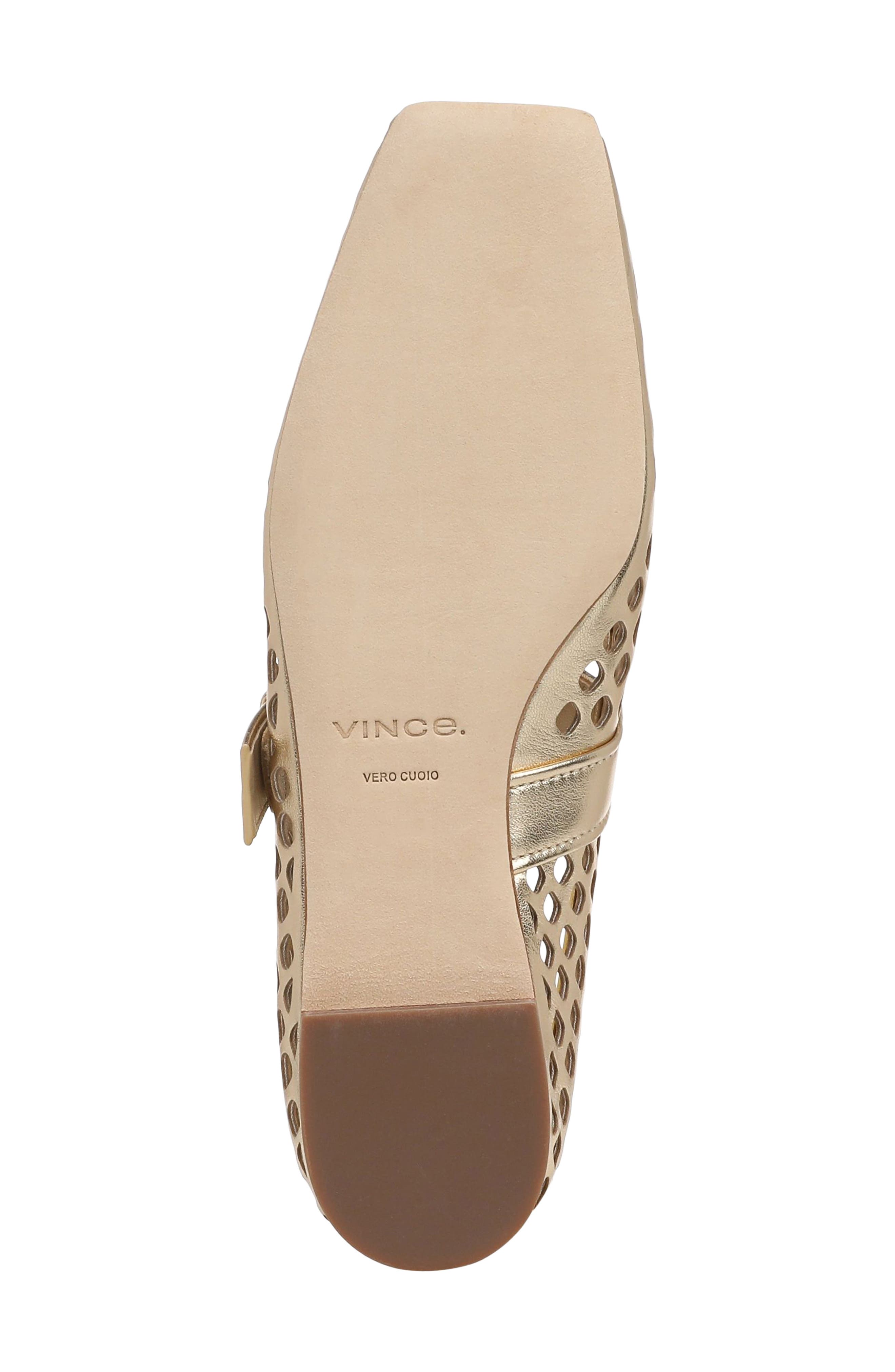 Vince Daniela Perforated Mary Jane Flat, Alternate, color, Champagne