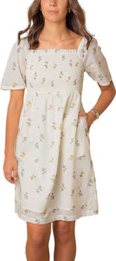 Hope & Henry Women's Organic Bell Sleeve Smocked Dress