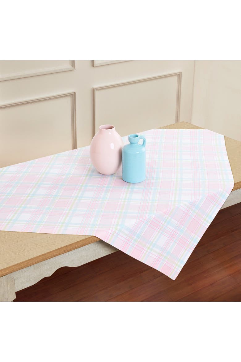 Linen Table Throw 52 x 52 Inch - Palm Beach Plaid, Main, color, Palm Beach Plaid