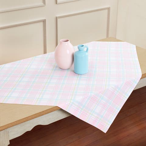 Linen Table Throw - Palm Beach Plaid, 52" x 52"