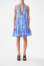 Camilla Ruffle Hem Halter Short Dress