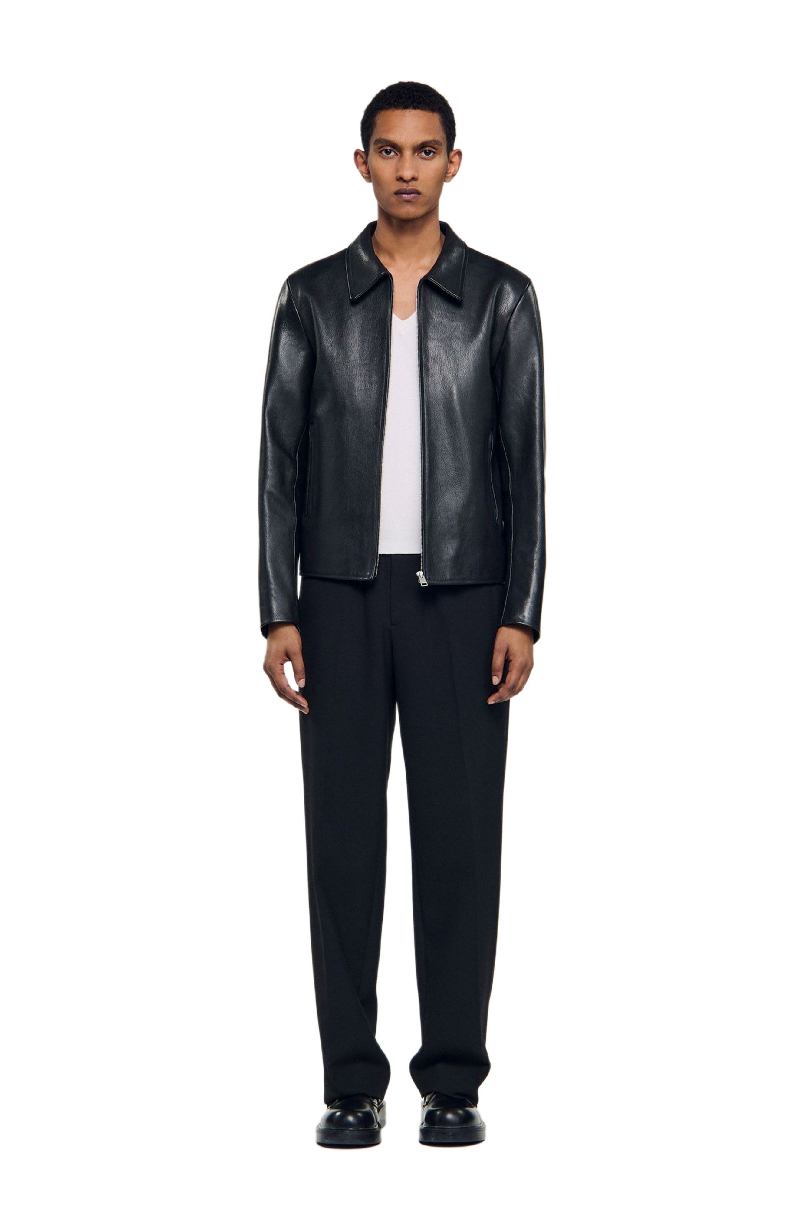Zip-up leather jacket
