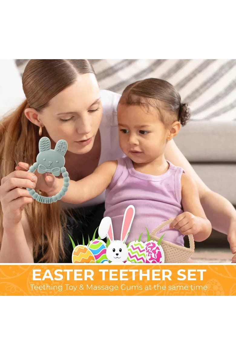 Easter Plush  Basket and Baby Teethers 16-Piece Set, Alternate, color, Green - 2 Pack