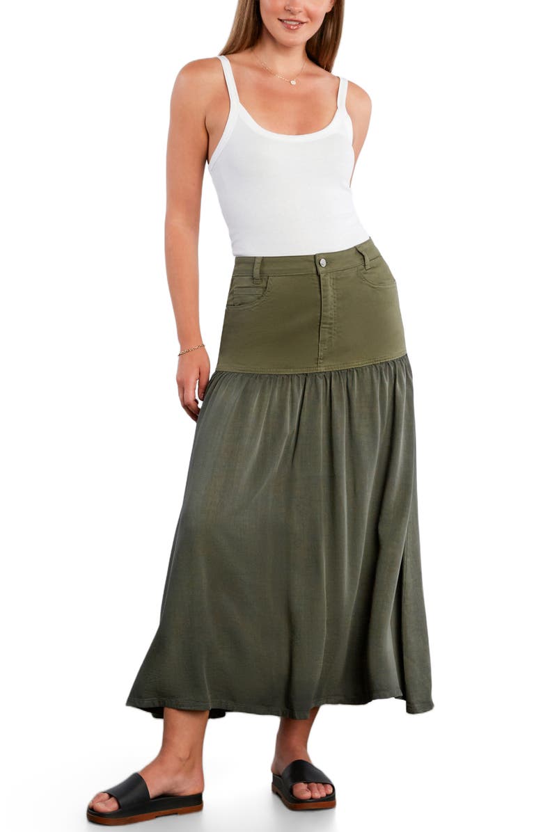 Wash Lab Denim Fun Maxi Skirt, Alternate, color, Deep Lichen Green