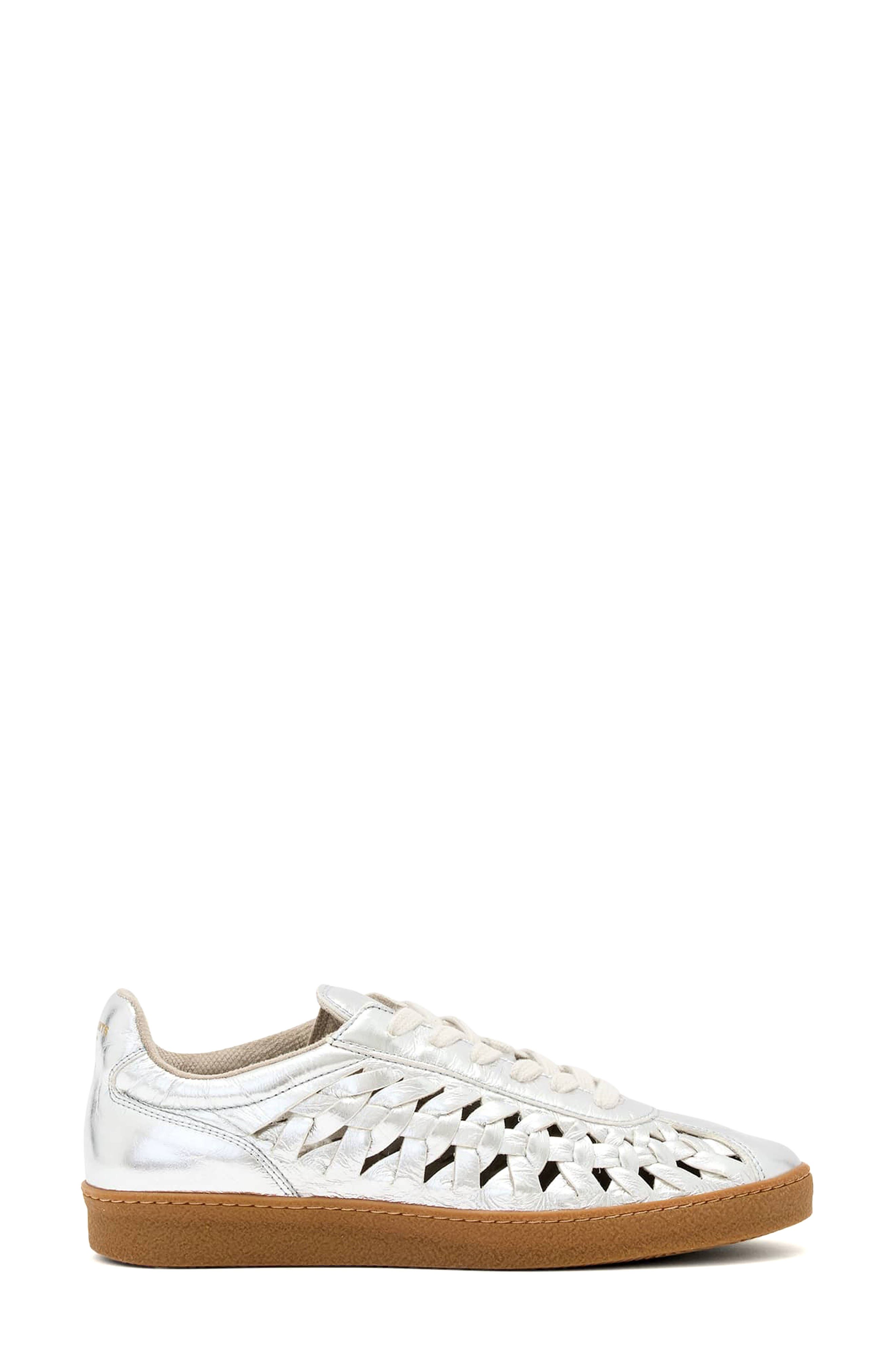AllSaints Velma Woven Sneaker, Alternate, color, Silver Shine