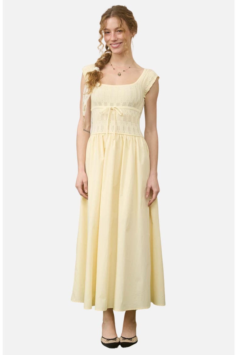 Cap Sleeve Midi Dress, Alternate, color, BUTTER YELLOW