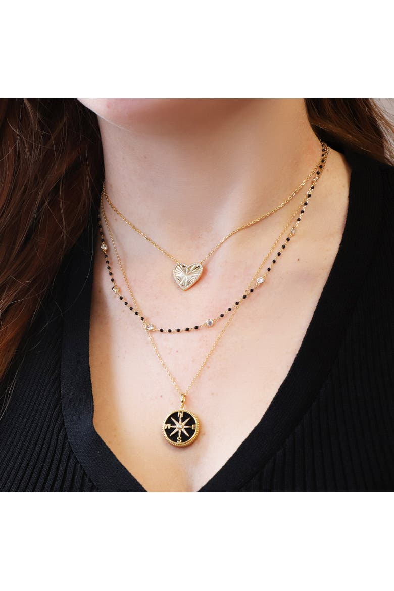 Onyx Compass Necklace, Alternate, color, Onyx