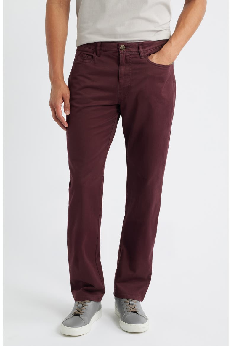 Five-Pocket Cotton Blend Pants, Main, color, BURGUNDY