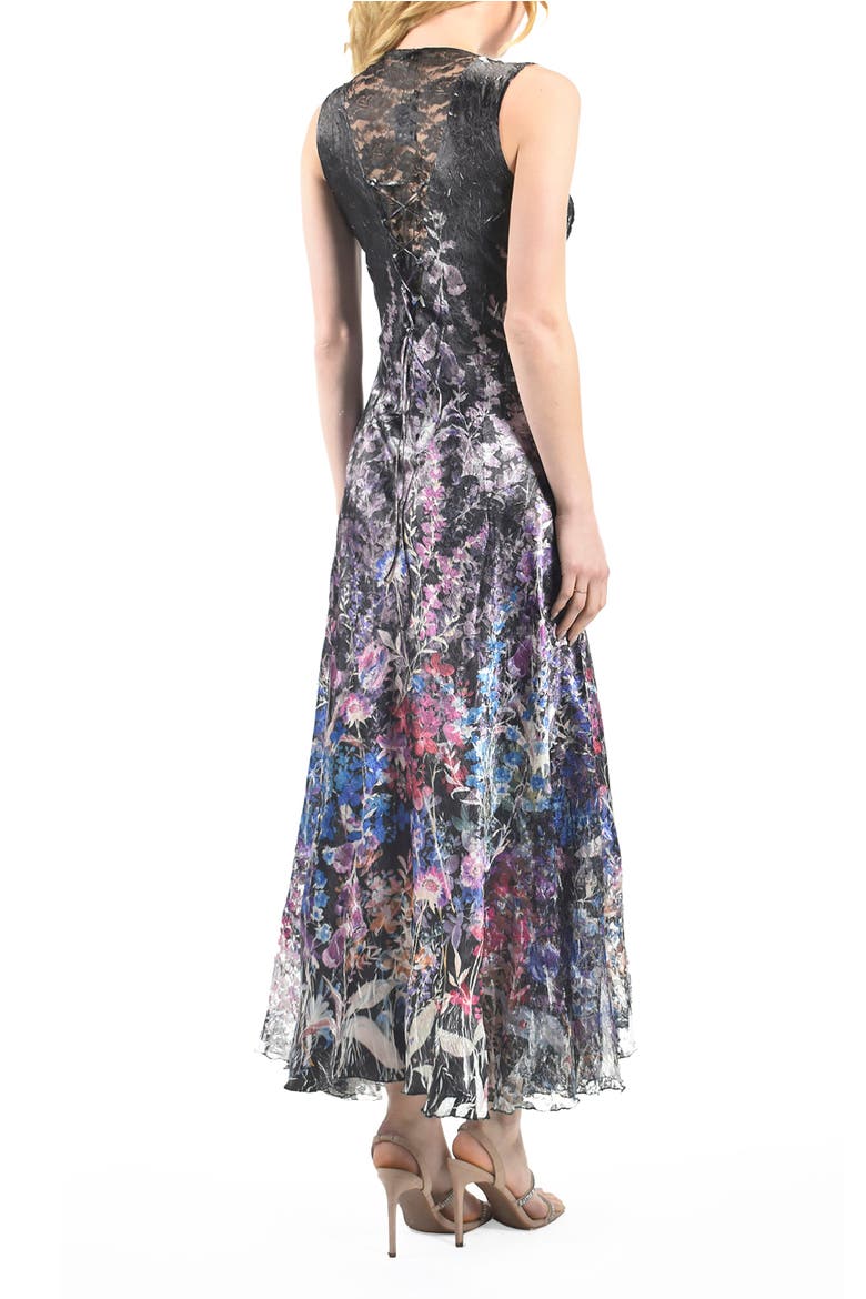 Climbing Vines Maxi Dress with Lace Back Detail, Alternate, color, Monarch Garden
