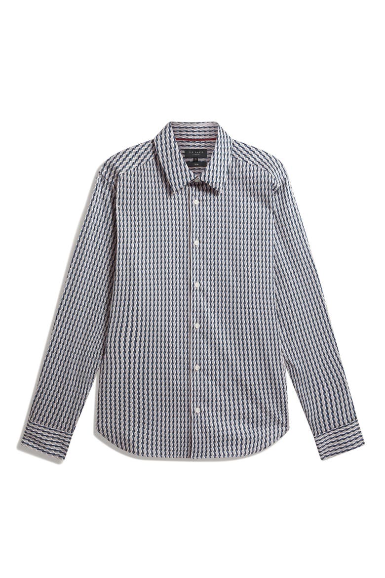 Firdawi Long Sleeve Slim Fit Button-Up Shirt, Alternate, color, NAVY