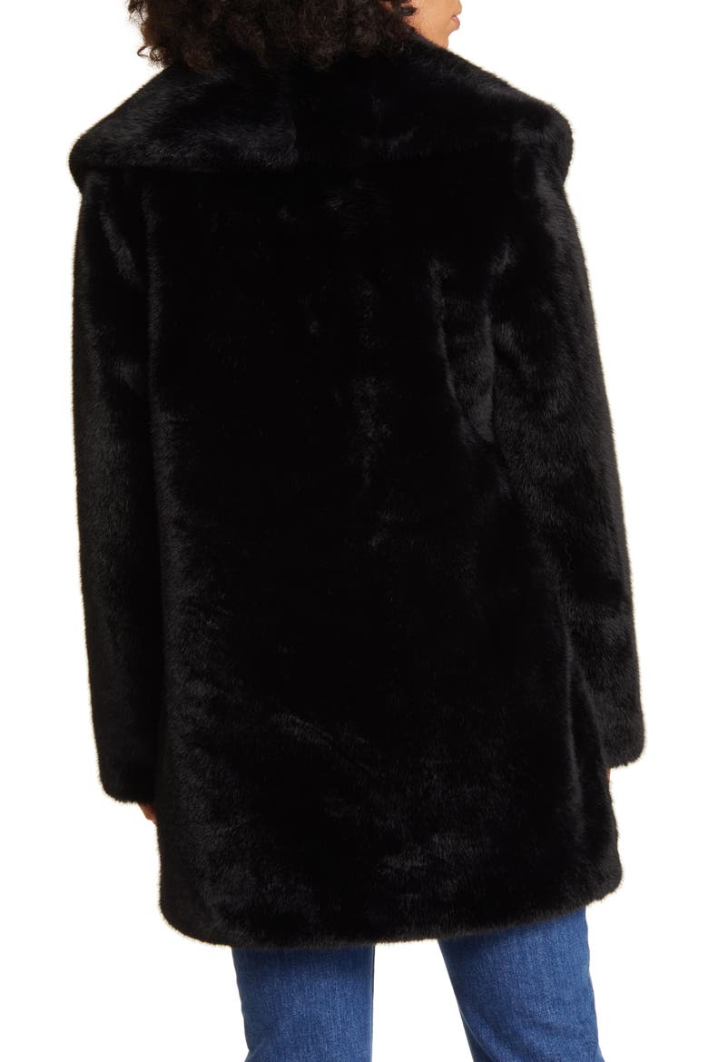 Shawl Collar Faux Fur Jacket, Alternate, color, BLACK
