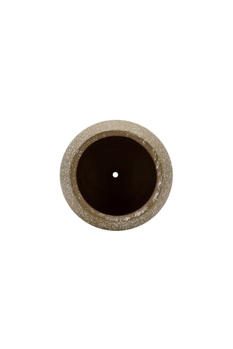 Splatter Planter Saucer & Stand Black Metal & Tan Terracotta, Alternate, color, Beige