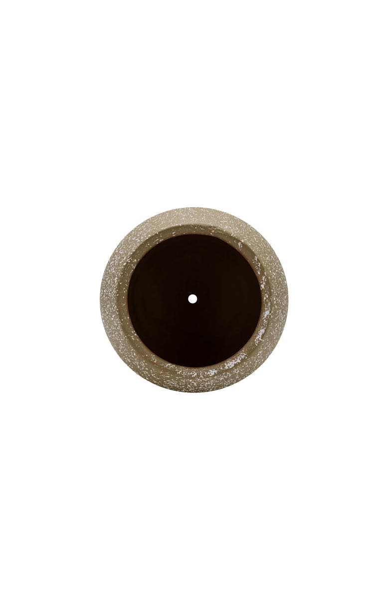 Foreside Home and Garden Splatter Planter Saucer & Stand Black Metal & Tan Terracotta, Alternate, color, Beige