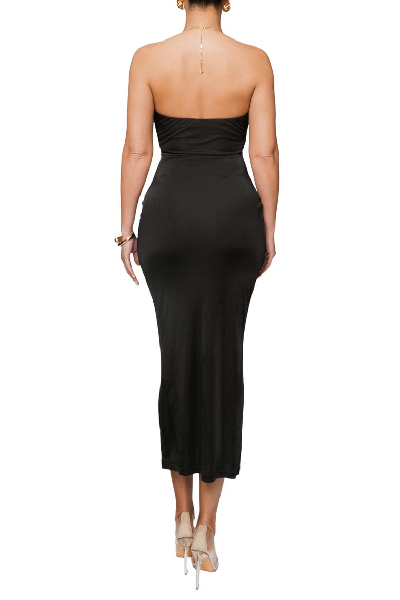 Cutout Chain Halter Midi Dress, Alternate, color, BLACK